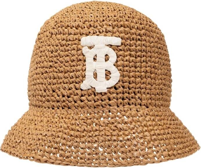 Burberry Beige Bucket Hat met Logo Beige Dames