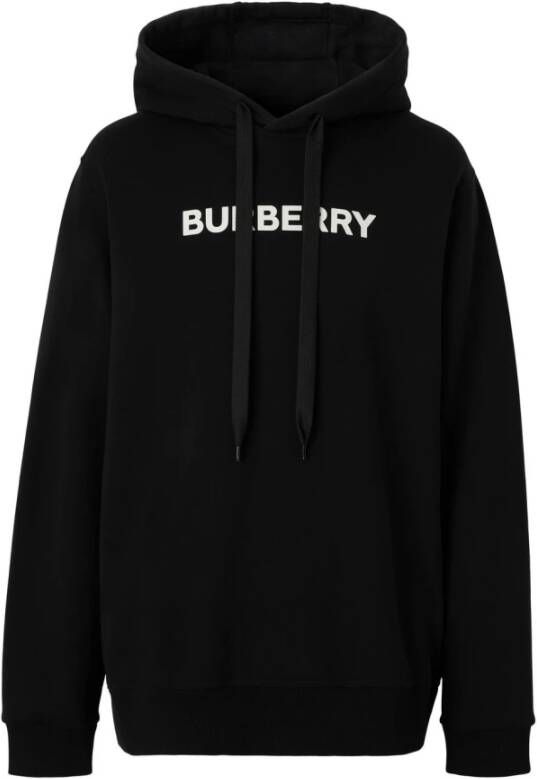 Burberry Zwart biologisch katoenen sweatshirt met contrasterend logo Black