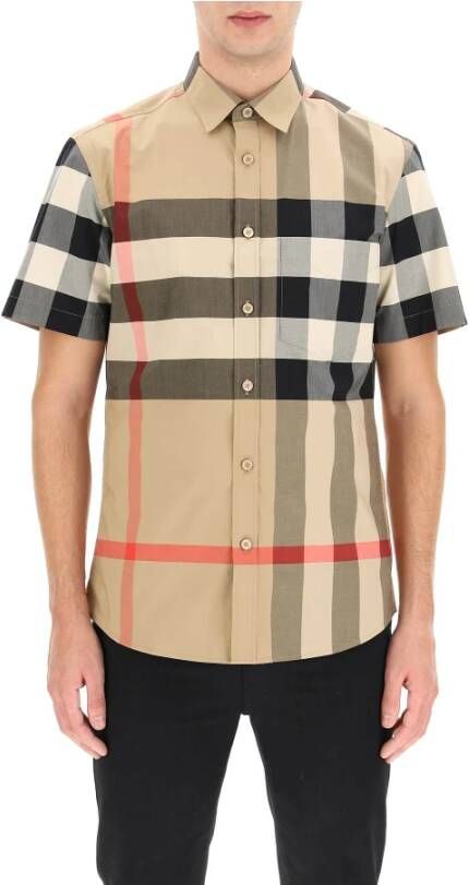 Burberry Iconische Tartan Slim Fit Shirt Beige Heren