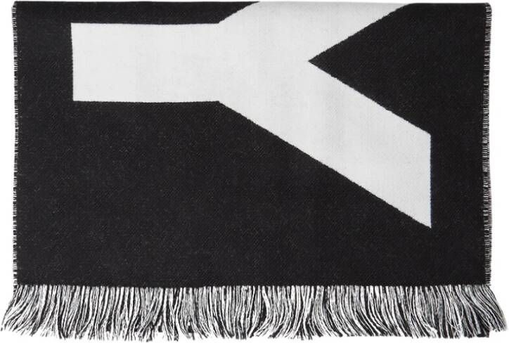 Burberry Logo Sjaal Franjes Wol Unisex Black Heren
