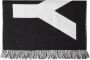 Burberry Logo Sjaal Franjes Wol Unisex Black Heren - Thumbnail 3
