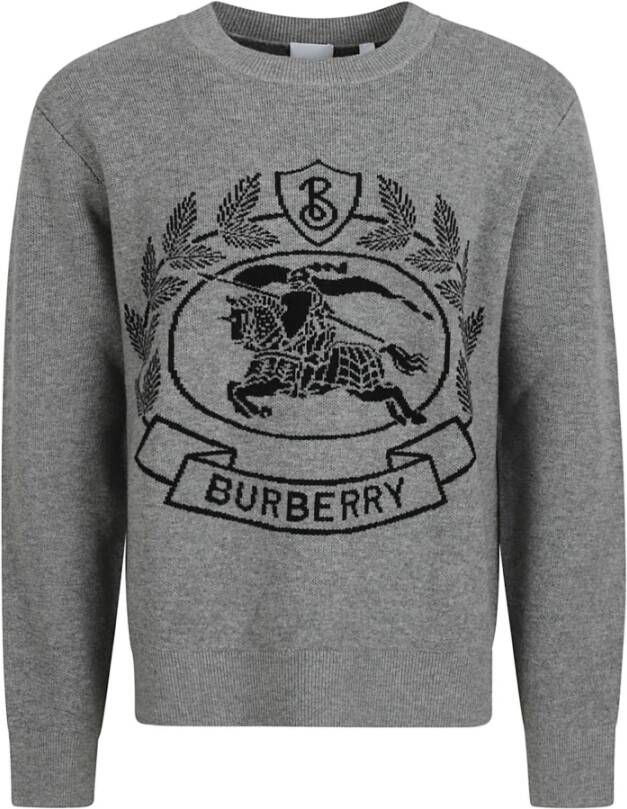 Burberry Irving:141641 Heren Merinowollen Sweatshirt Grijs Heren