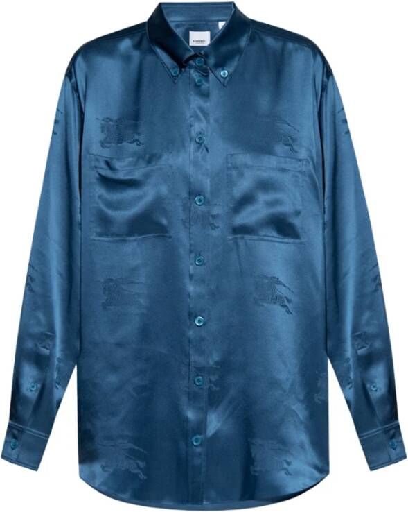Burberry Ivanna zijden shirt Blauw Dames
