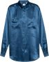 Burberry Blauwe Zijden Jacquard Overhemd met Equestrian Knight Design Blue Dames - Thumbnail 1