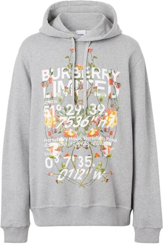 Burberry Katoenen hoodie met bloemenprint Grijs Heren