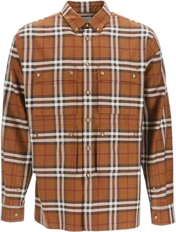 Burberry Stijlvolle Bruine Casual Overhemd voor Heren Brown Heren