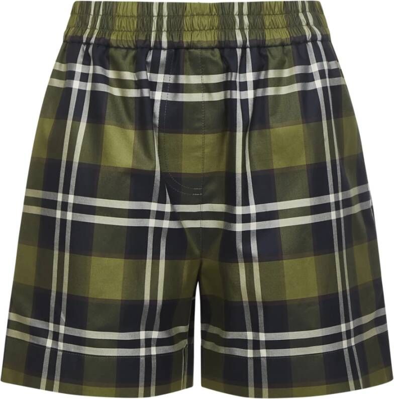 Burberry Donkergroene Tartan Shorts Green Dames