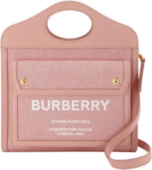Burberry Ll Mn Pocket Ll6 Handbag Red Pink Cotton Roze Dames