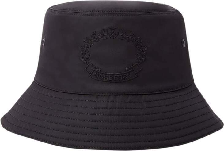 Burberry Logo Bucket Hat met schelpweefsel Zwart Heren