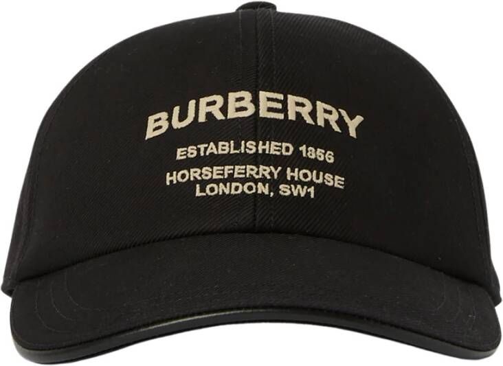 Burberry Baseballpet van katoenen keperstof met Horseferry-motief Black Heren