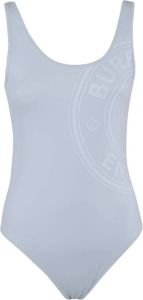 Burberry Logo Graphic Bio-based Stretch Swimsuit Blauw Dames