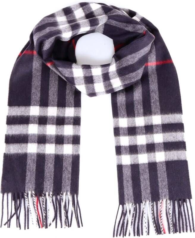 Burberry Luxe Cashmere Sjaal Blauwe Giant Check Blauw Dames