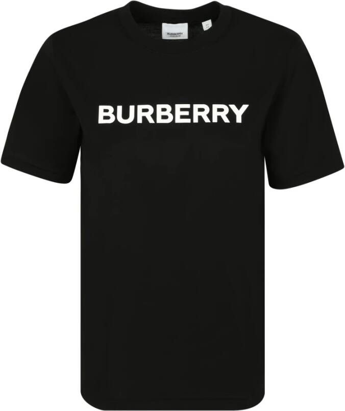 Burberry Luxe Zwarte Katoenen T-Shirt Zwart Dames