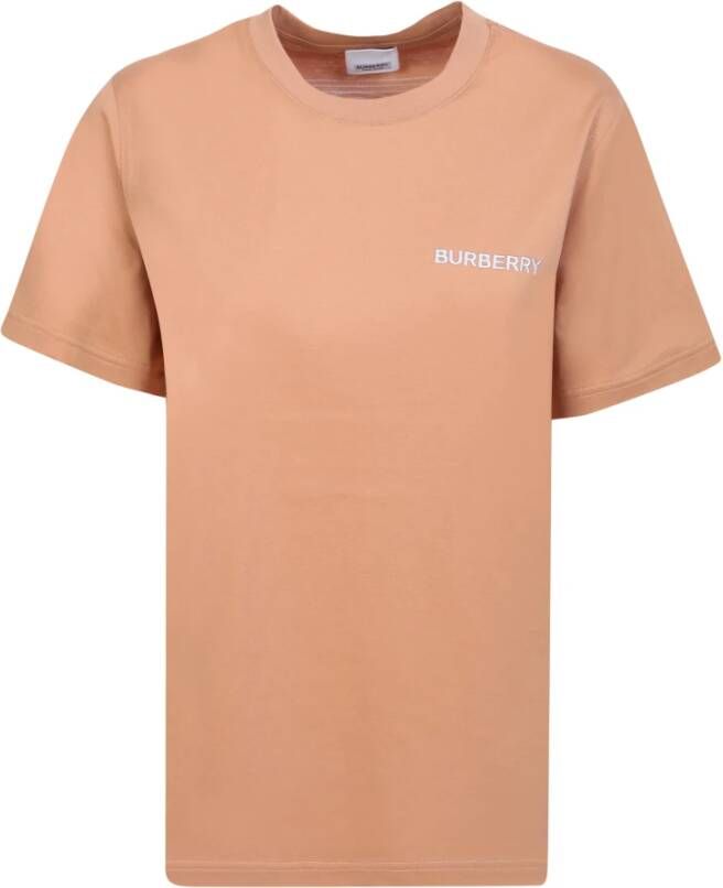Burberry Beige Margot T-Shirt met Geborduurd Logo Beige Dames