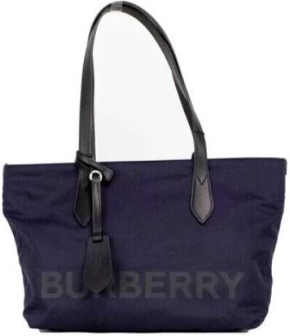 Burberry Marineblauwe Logo Tote Handtas Blauw