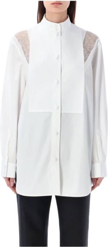 Burberry Optic White Kant Trim Shirt Ss23 White Dames