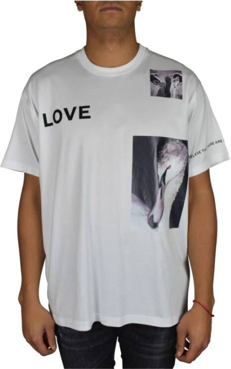 Burberry Oversized Love Print T-Shirt Wit Heren