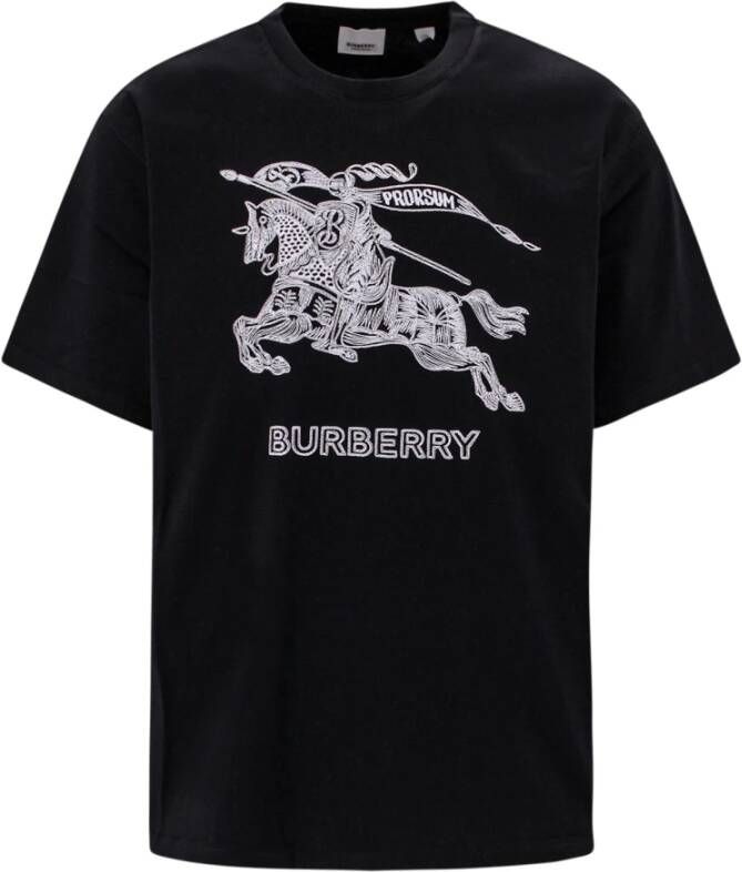 Burberry Oversized T-Shirt van Biologisch Katoen met Geborduurd EKD Logo Zwart Heren