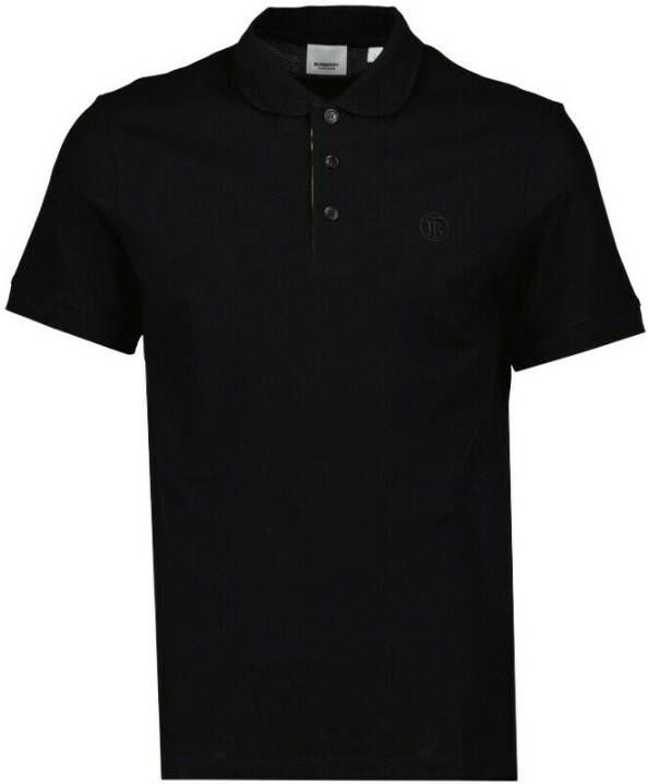 Burberry Zwarte Polo Shirt met Geribbelde Kraag Black Heren