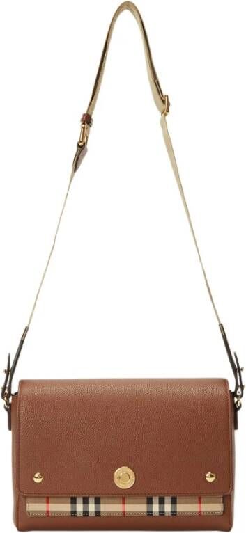 Burberry Schoudertas van leer met korrelige afwerking Brown Dames