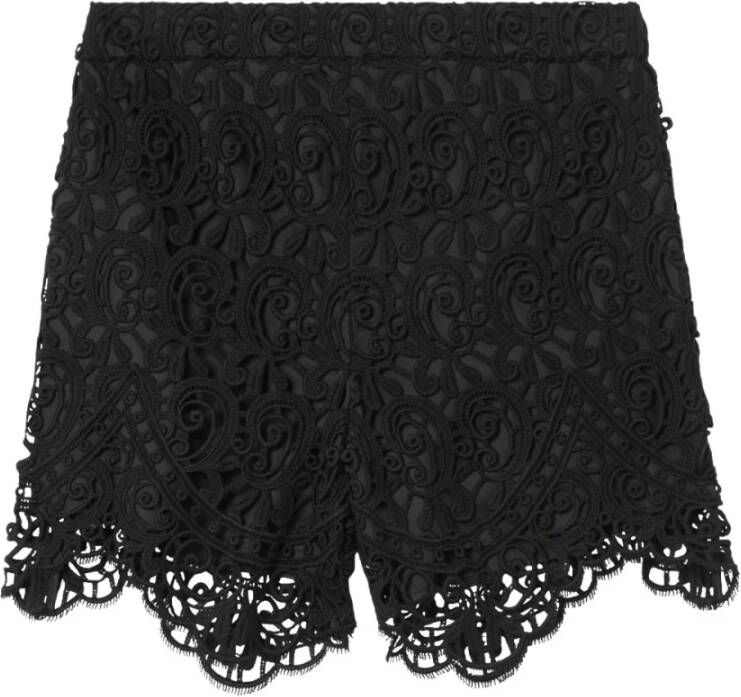 Burberry Zwarte Kanten Shorts met Hoge Taille Black Dames