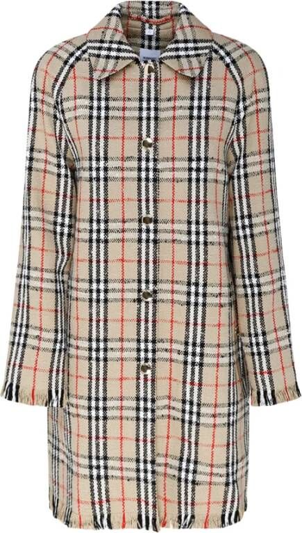 Burberry Single-Breasted Coats Beige Dames