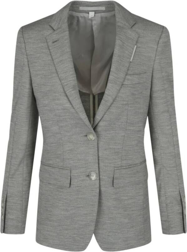 Burberry Single-Breasted Wool Jersey Blazer Grijs Dames