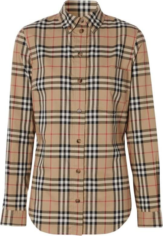 Burberry Vintage Check Button-Down Overhemd Beige Dames