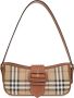 Burberry Canvas Schoudertas met Leren Accenten Bruin Dames - Thumbnail 1