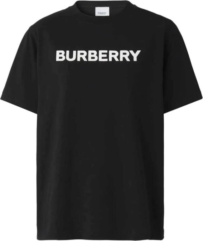 Burberry Zwart Logo Print Katoenen T-shirt Black Dames