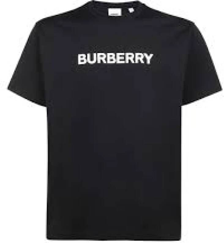 Burberry Zwart Logo Print Katoenen T-shirt Black Dames