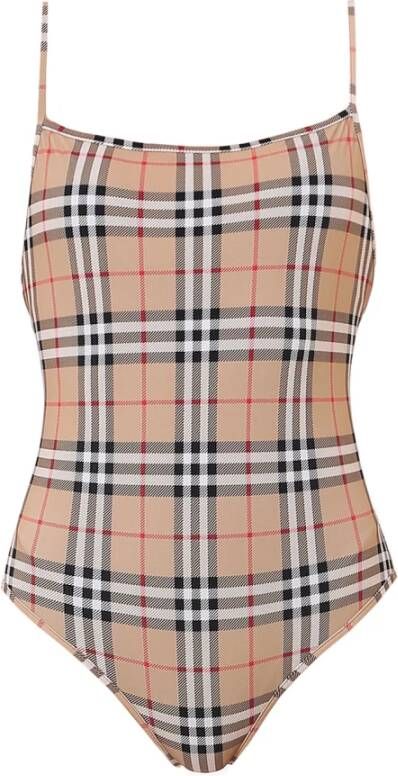 Burberry Stijlvolle Check Eendelig Badpak Beige Dames