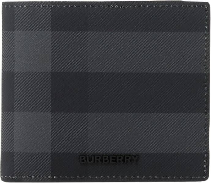Burberry Stijlvolle Check Wallet met Bifold Sluiting Zwart Heren