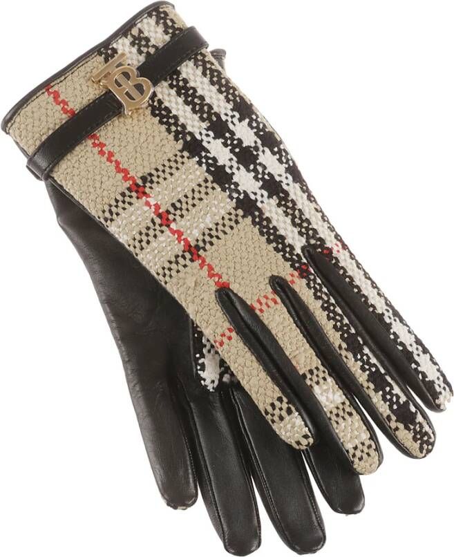 Burberry Stijlvolle Victoria Tweed Handschoenen Beige Dames
