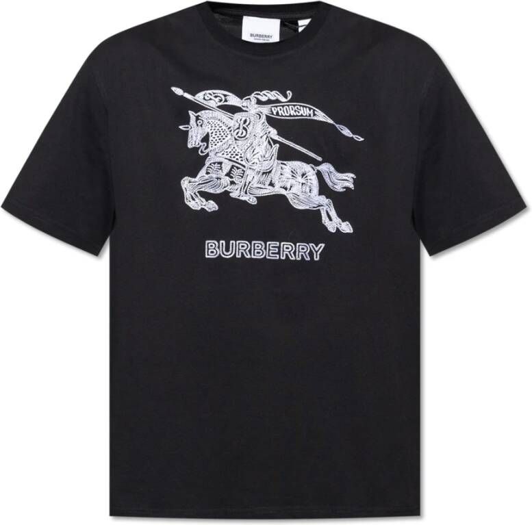 Burberry T-shirt met logo Zwart Heren
