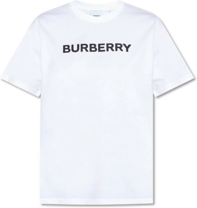 Burberry T-shirt met logoprint White Dames