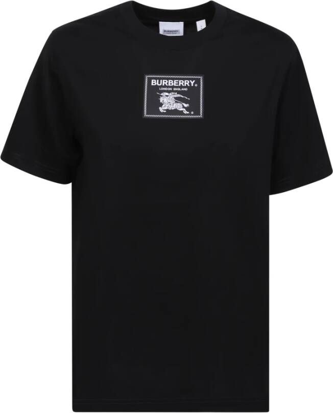 Burberry T-shirt van met biologisch katoen en gesneden tot een gewone pasvorm Zwart Dames