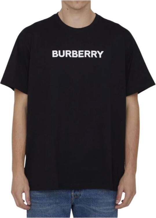 Burberry Zwart Oversized Katoenen T-Shirt Aw23 Black Heren