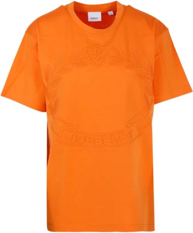 Burberry Oversized Ronde Hals Geborduurd T-shirt Orange Dames