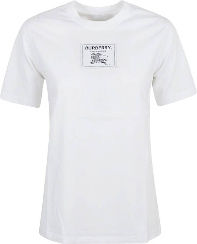 Burberry Dames Katoenen T-shirt met W:margot EKD Lbl:131195:A1464 Ontwerp White Dames