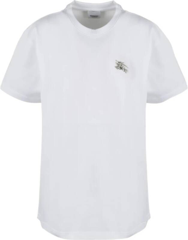 Burberry T-shirt met kristalapplicatie White Dames