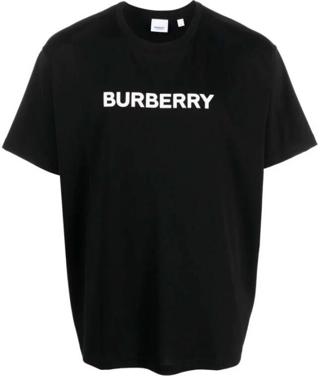 Burberry Zwarte Crewneck T-shirts en Polos met Lettering Black Heren