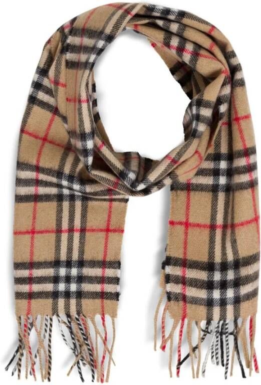 Burberry The Mini Classic Vintage Check Cashmere Scarf Beige Unisex