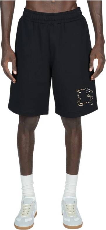 Burberry Zwarte EKD-motief katoenen shorts Black Heren