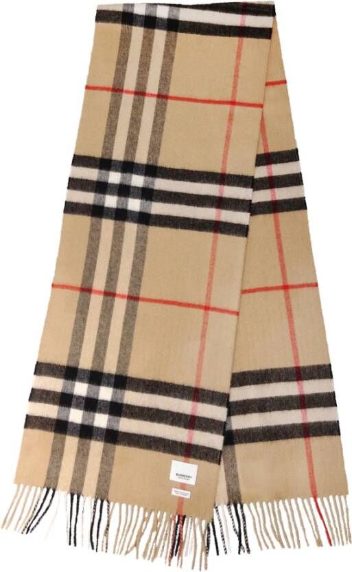 Burberry Vintage Beige Check Cashmere Sjaal Beige Unisex
