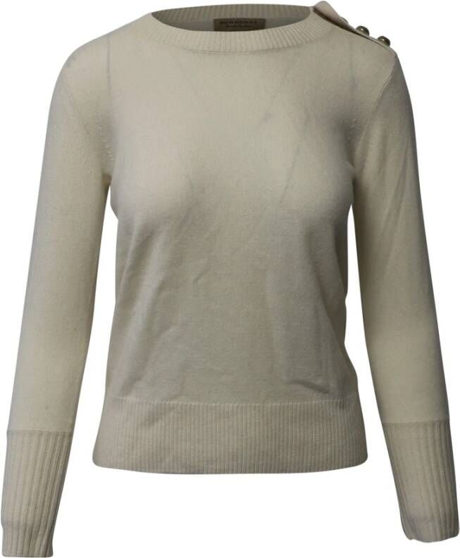 Burberry Vintage Burberry Epaulette Sweater in Cream Wool Wit Dames