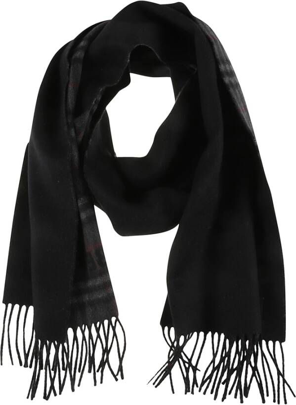 Burberry Vintage Check Cashmere Sjaal Zwart Unisex