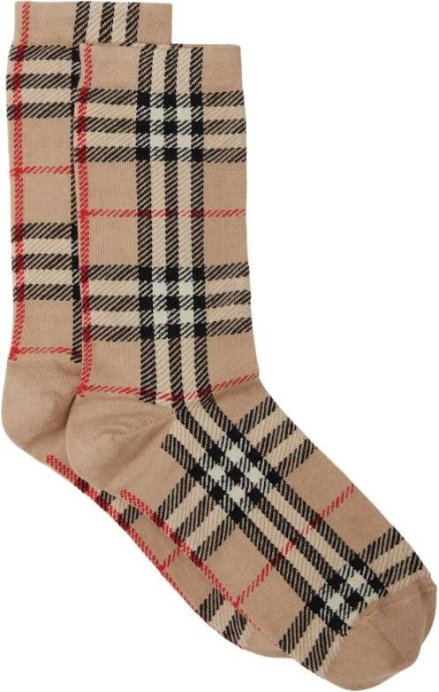Burberry Vintage Check Sokken in Bruin Beige Dames