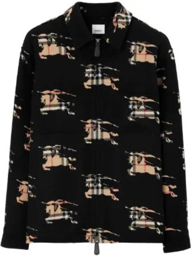 Burberry Vintage Check Zip-Up Overhemd Zwart Heren
