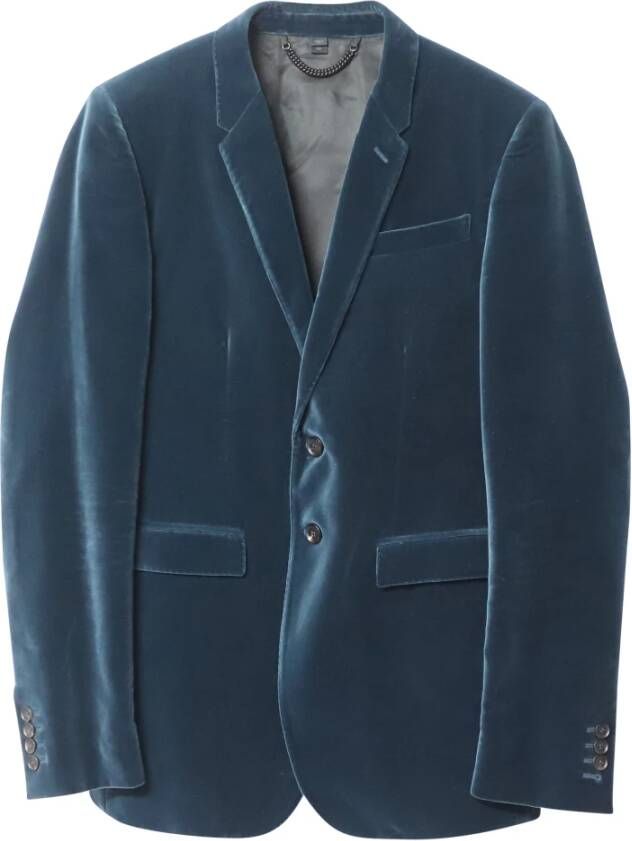 Burberry Vintage Pre-eigendom prorsum blazer in fluweel Blauw Dames